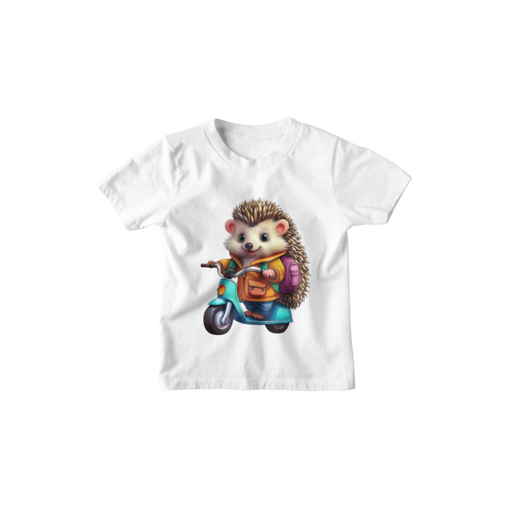 Kinder T-Shirt Süsser Igel auf Scooter