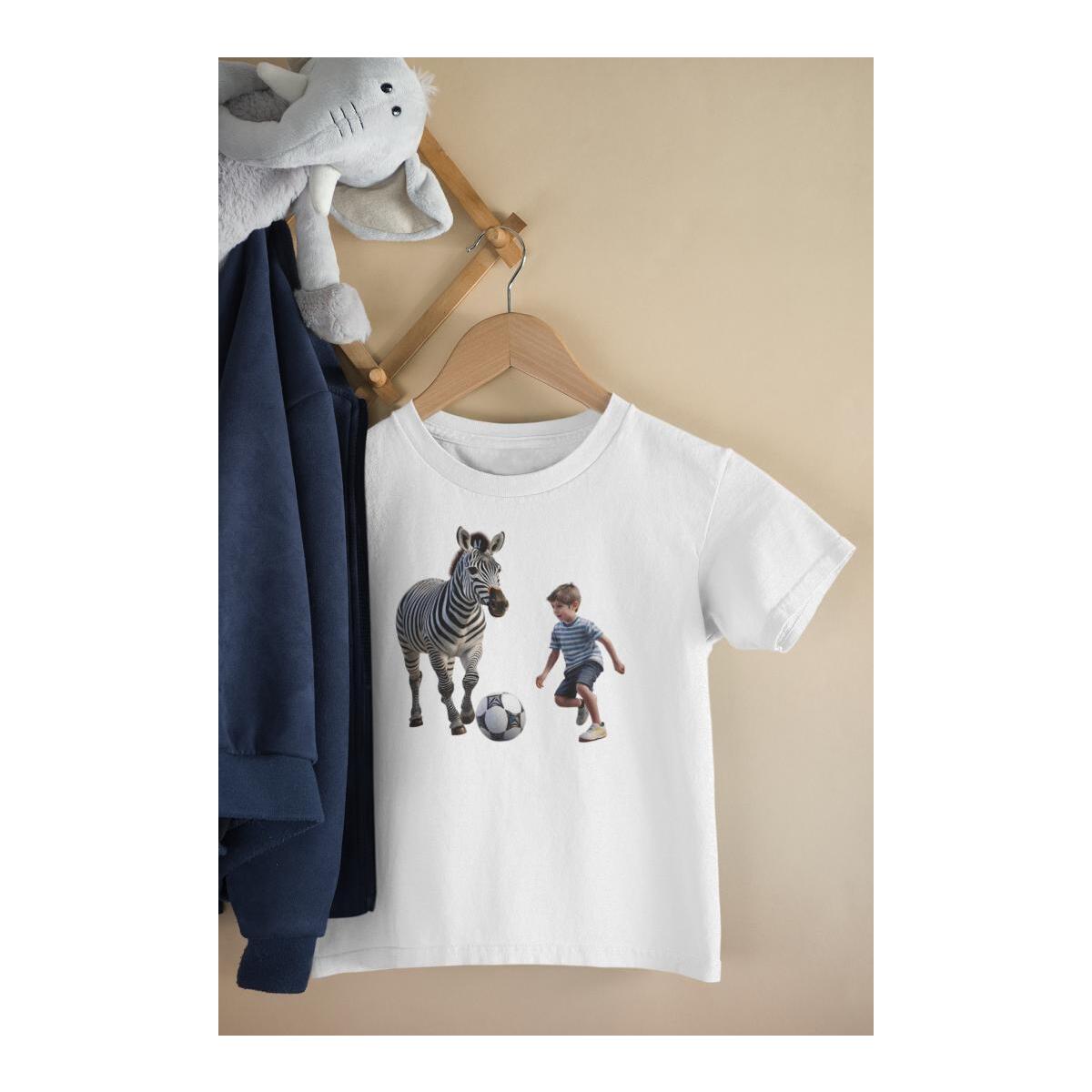 Kinder T-Shirt süsses Zebra spielt Fussball