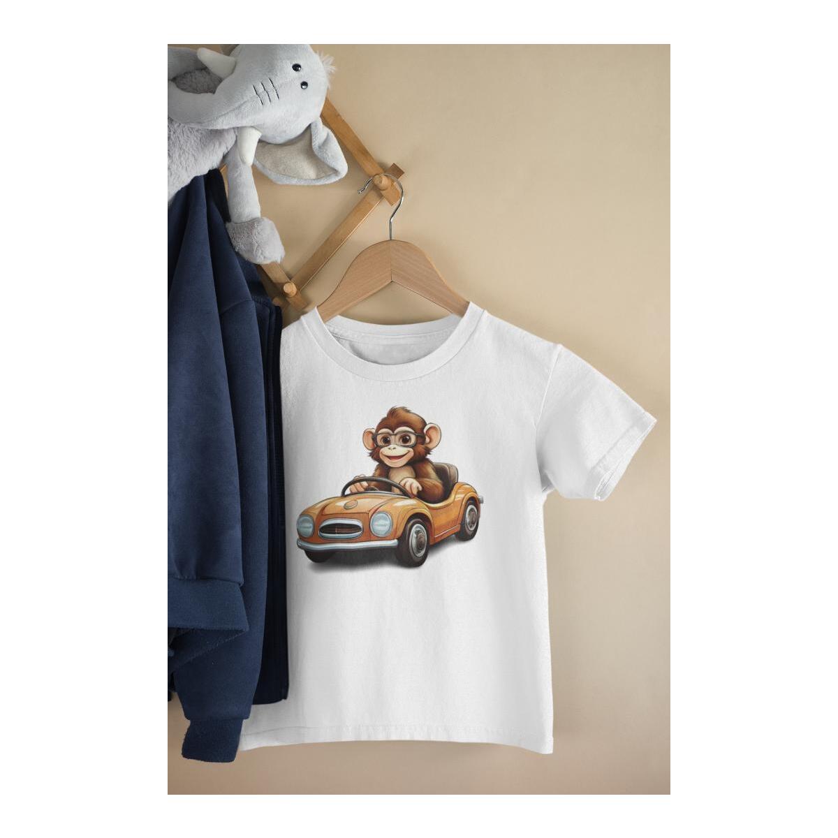 Kinder T-Shirt Affe fährt Auto