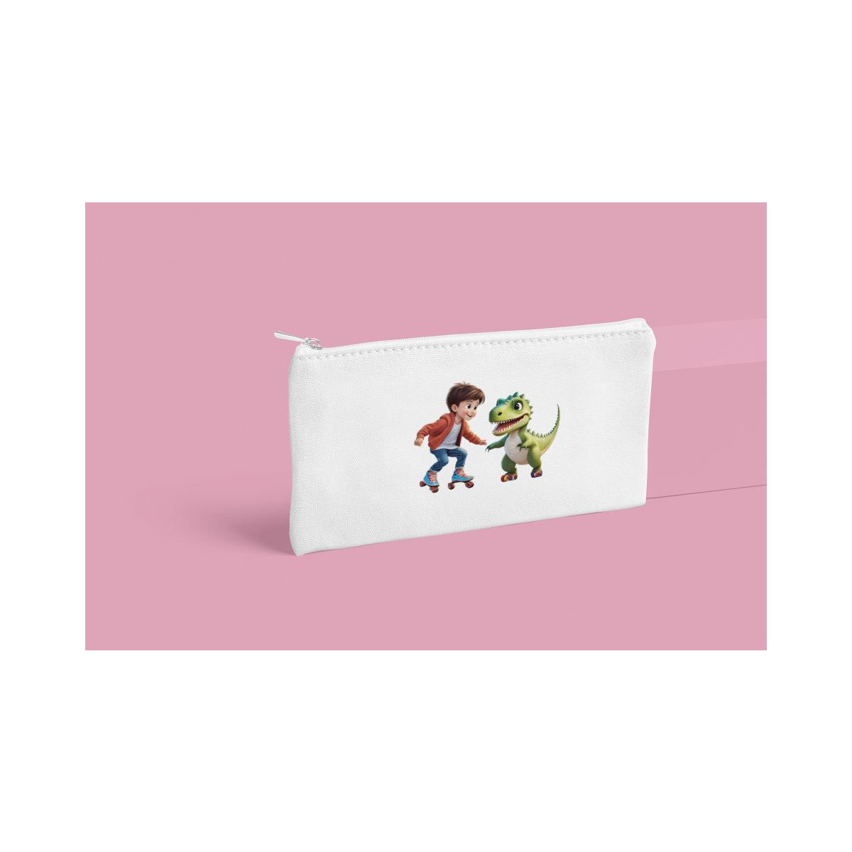 Schulrucksack-Set Junge skatet mit Dino