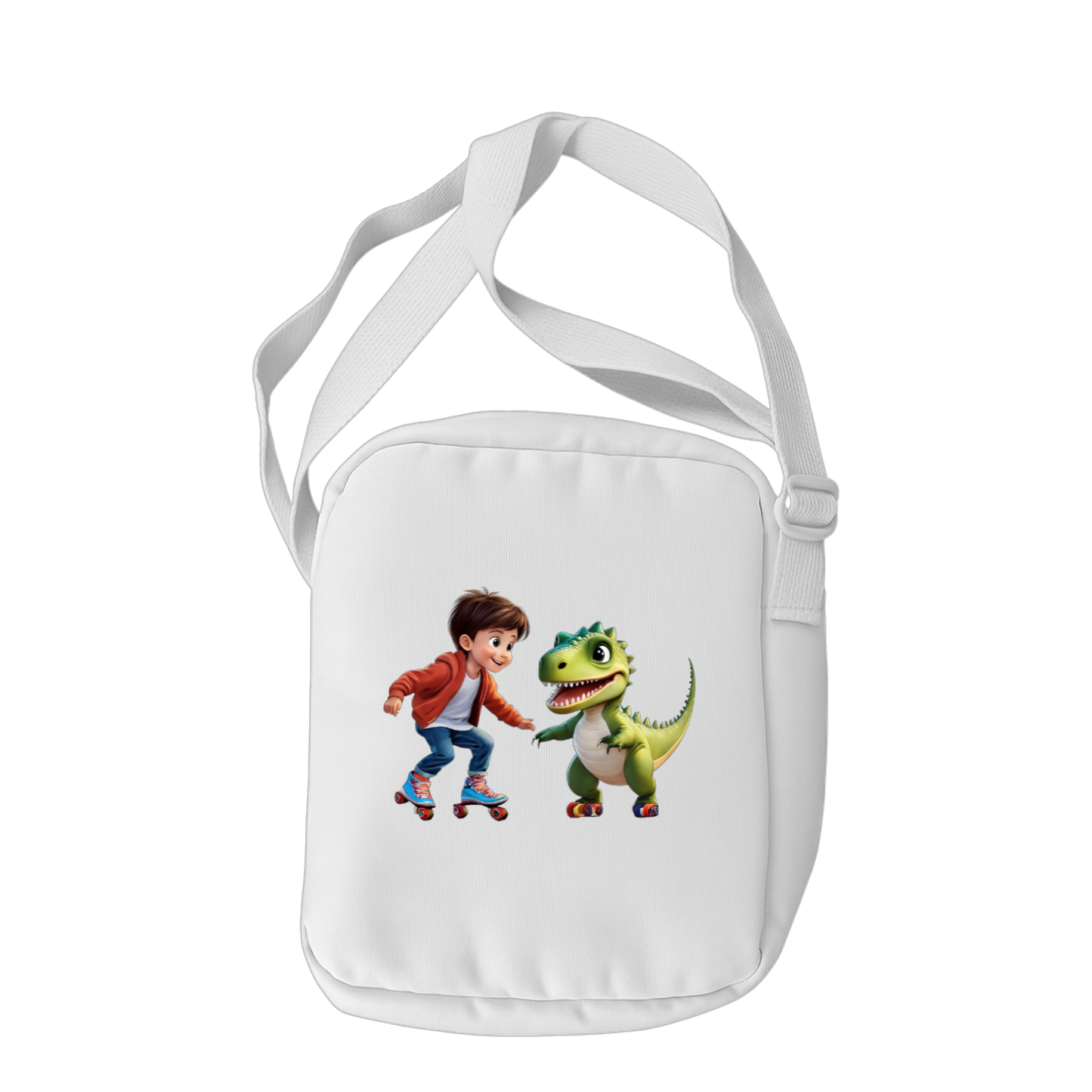 Schulrucksack-Set Junge skatet mit Dino
