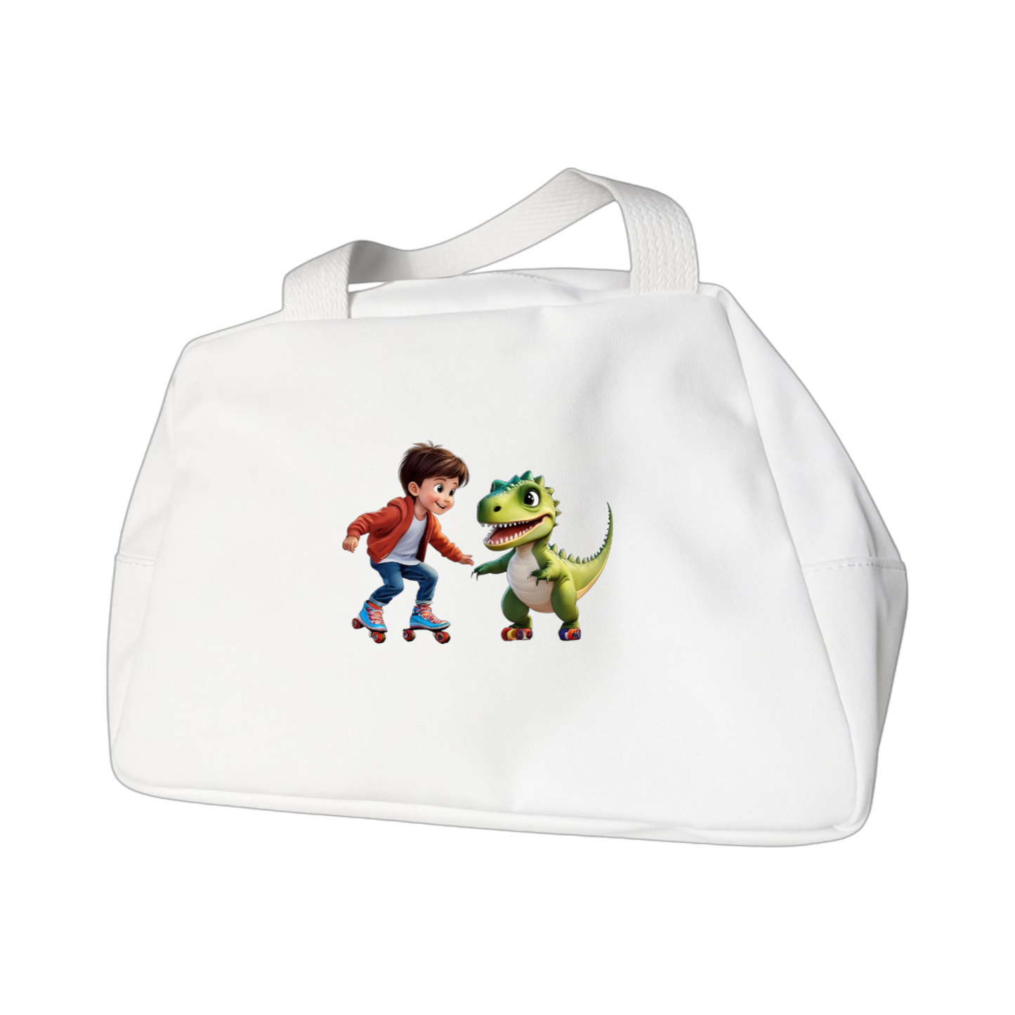 Schulrucksack-Set Junge skatet mit Dino