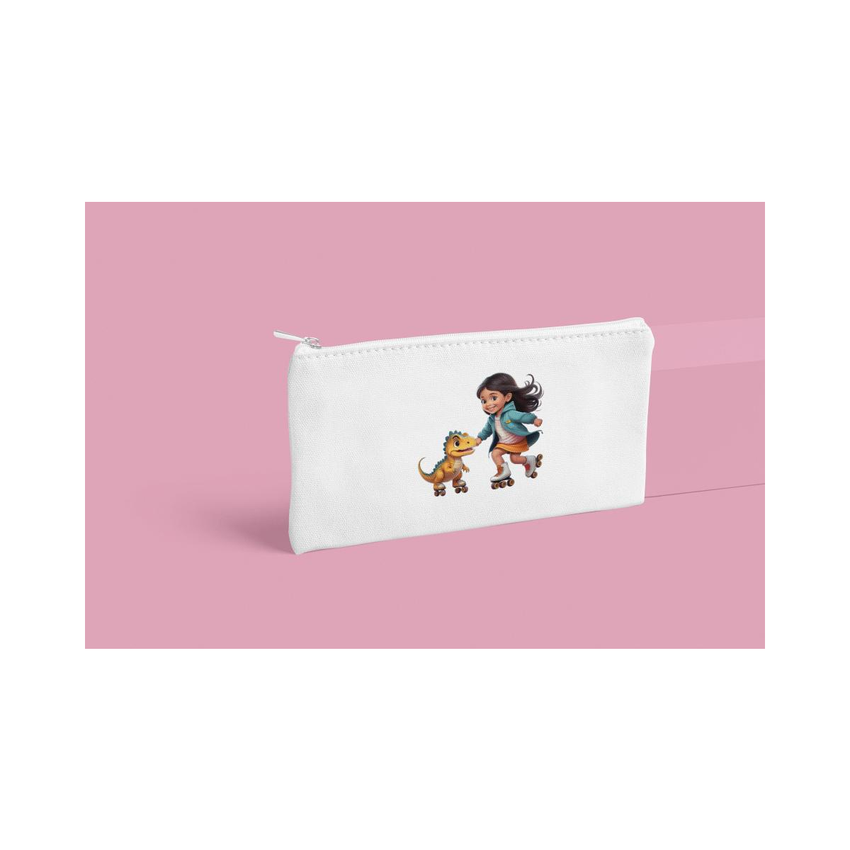 Schulrucksack-Set Mädchen skatet mit Dino