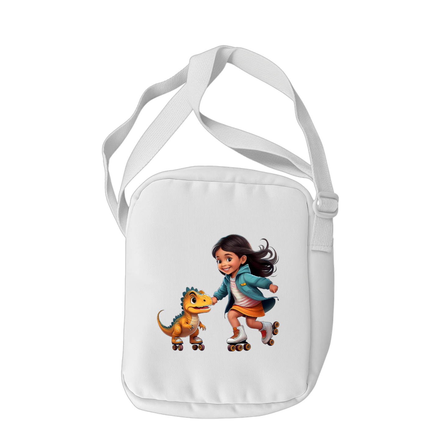 Schulrucksack-Set Mädchen skatet mit Dino