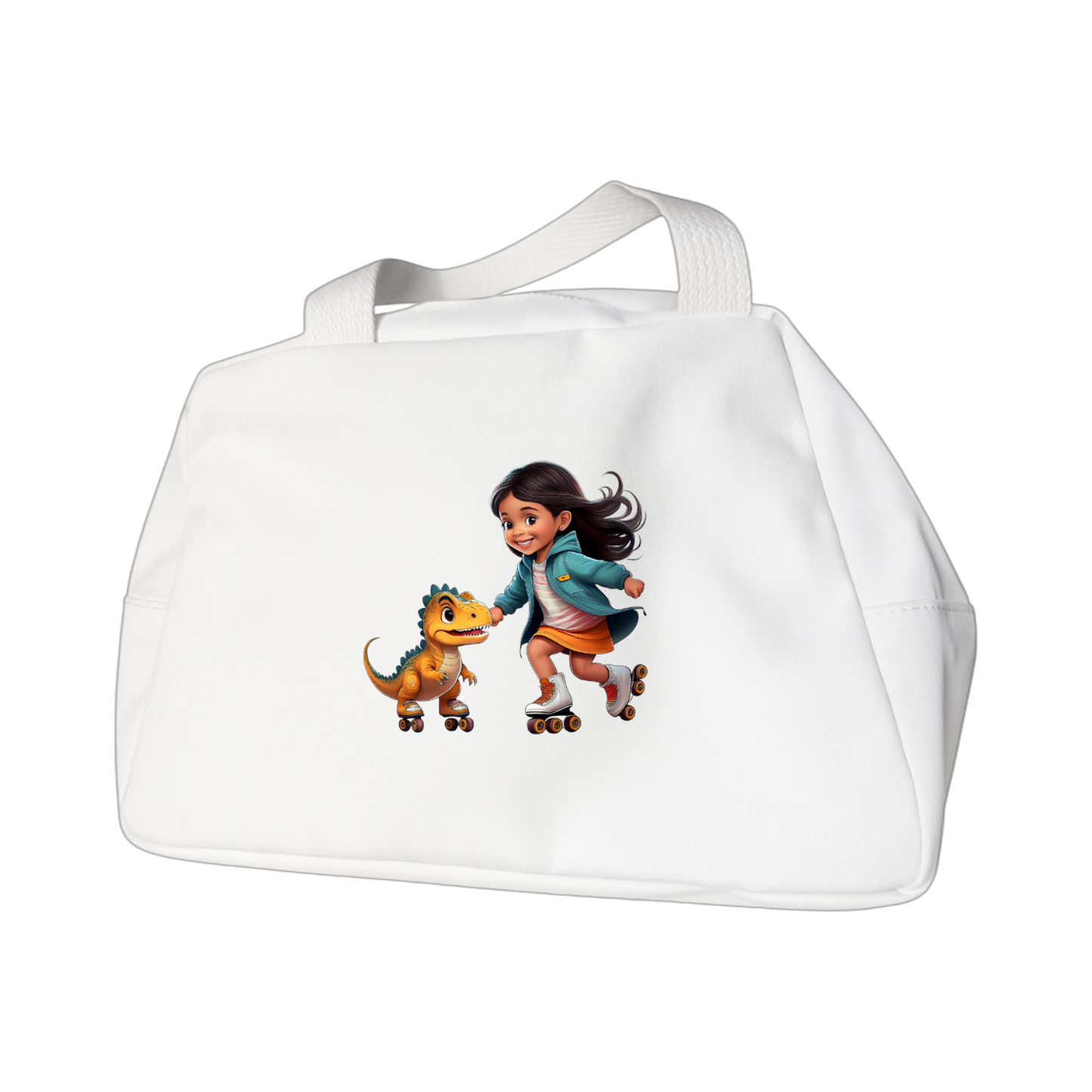 Schulrucksack-Set Mädchen skatet mit Dino