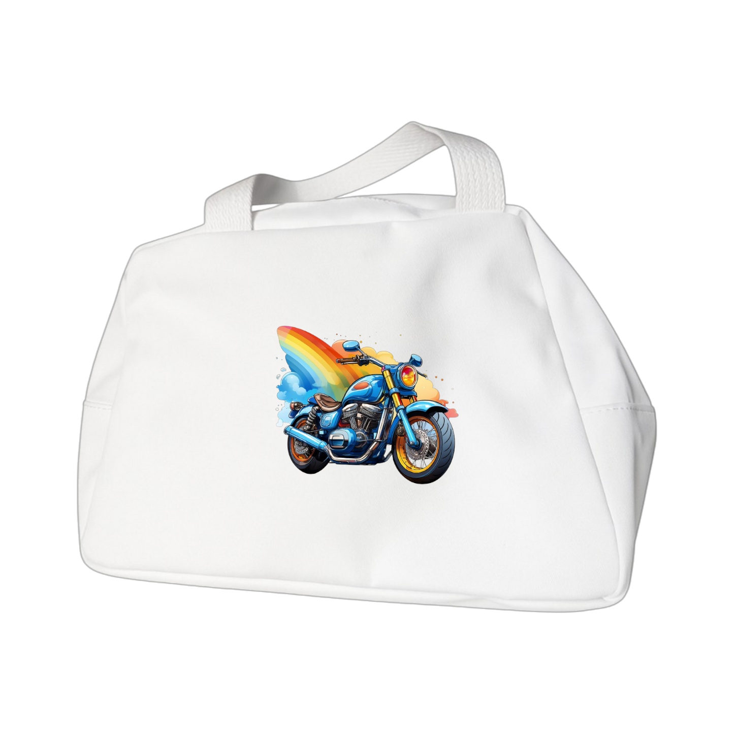 Schulrucksack-Set Motorrad mit Regenbogen