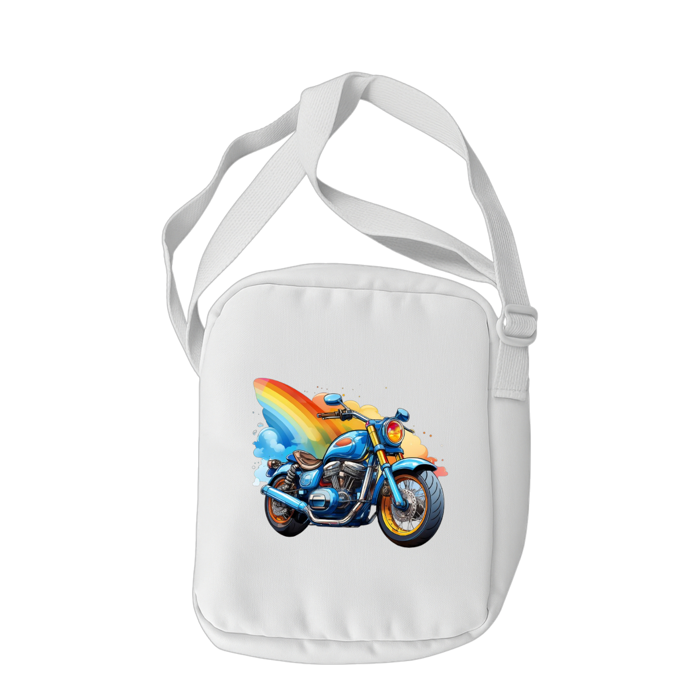 Schulrucksack-Set Motorrad mit Regenbogen
