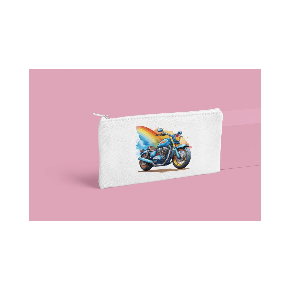 Schulrucksack-Set Motorrad mit Regenbogen