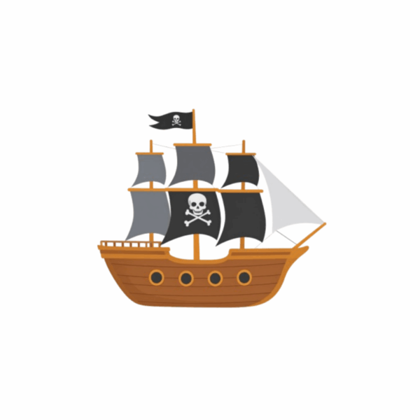 Schulrucksack-Set old Comic Piratenschiff