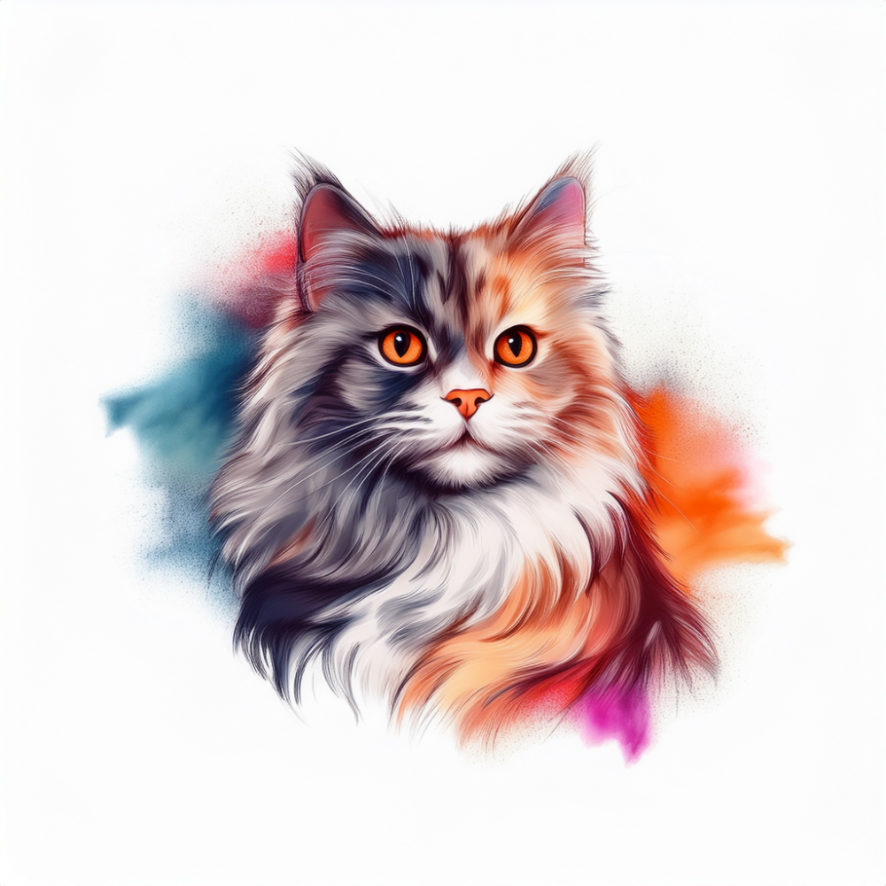 Schulrucksack-Set realistic watercolor Katze