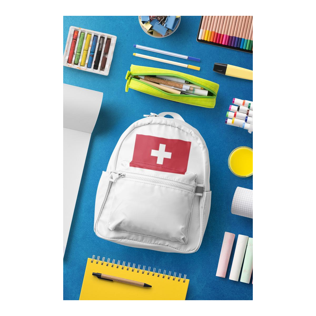 Schulrucksack Schweiz Flagge (Inkl. 4 Taschen)