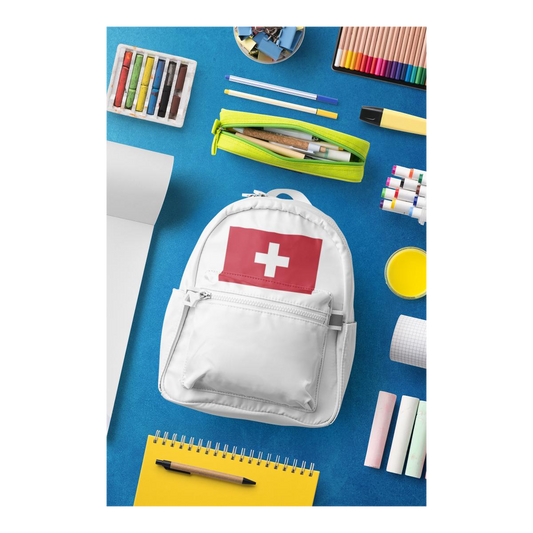 Schulrucksack Schweiz Flagge (Inkl. 4 Taschen)