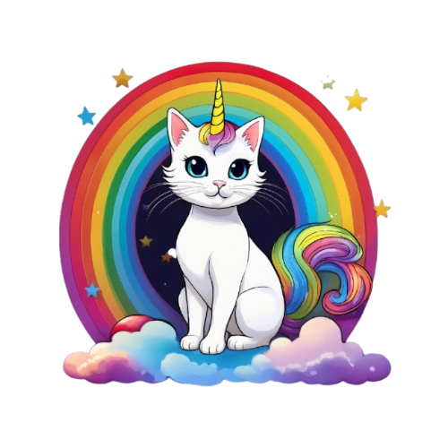 Baby Body cute Unicorm Cat on Rainbow