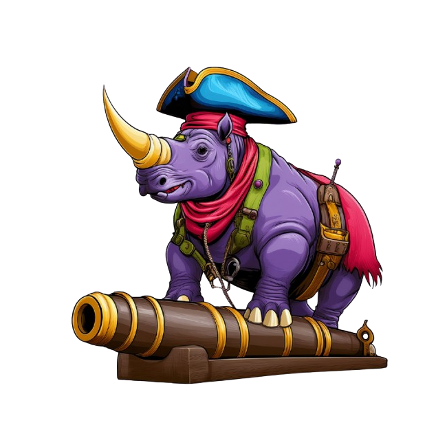Baby Body Nashorn-Pirat mit Kanone