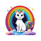 Turnbeutel Cute Unicorn Cat on Rainbow