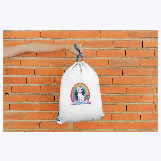 Turnbeutel Cute Unicorn Cat on Rainbow