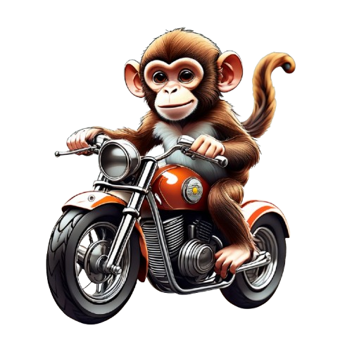 Turnbeutel Comic Affe mit Motorrad