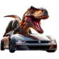 Turnbeutel Comic Dino fährt Auto
